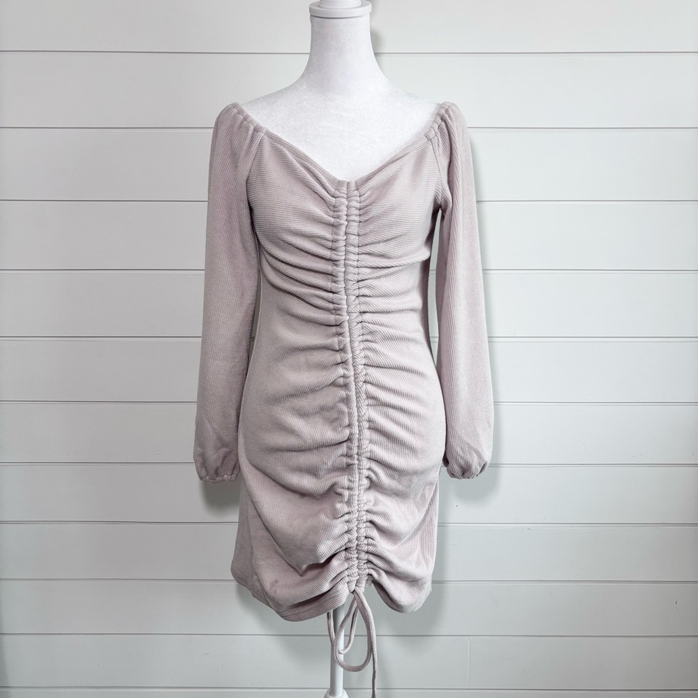 MABLE Flirty Type‎ Dusty Pink Ribbed Off-the-Shoulder Bodycon Dress size M